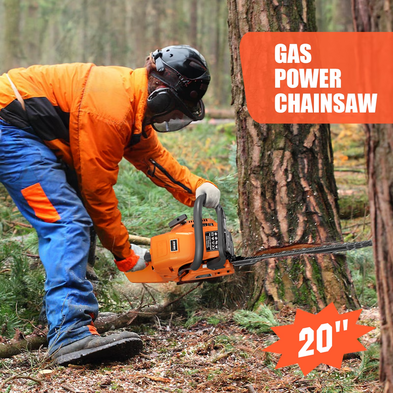 Gas Chainsaw 20-inch 54.6CC 3HP 5518H 2-Cycle Petrol Powered Chain Saws for Trees and Wood Cutting