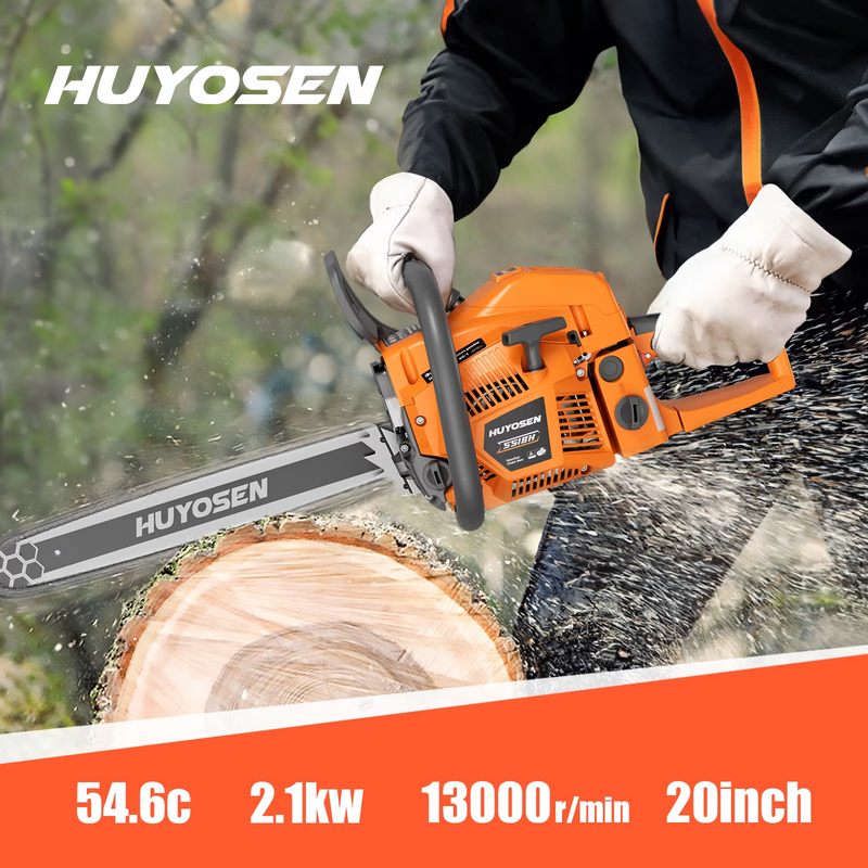 Gas Chainsaw 2-Stroke 3HP 9000RPM 20in. Professional Gas Powered Chainsaw for Trees/Farm/Garden