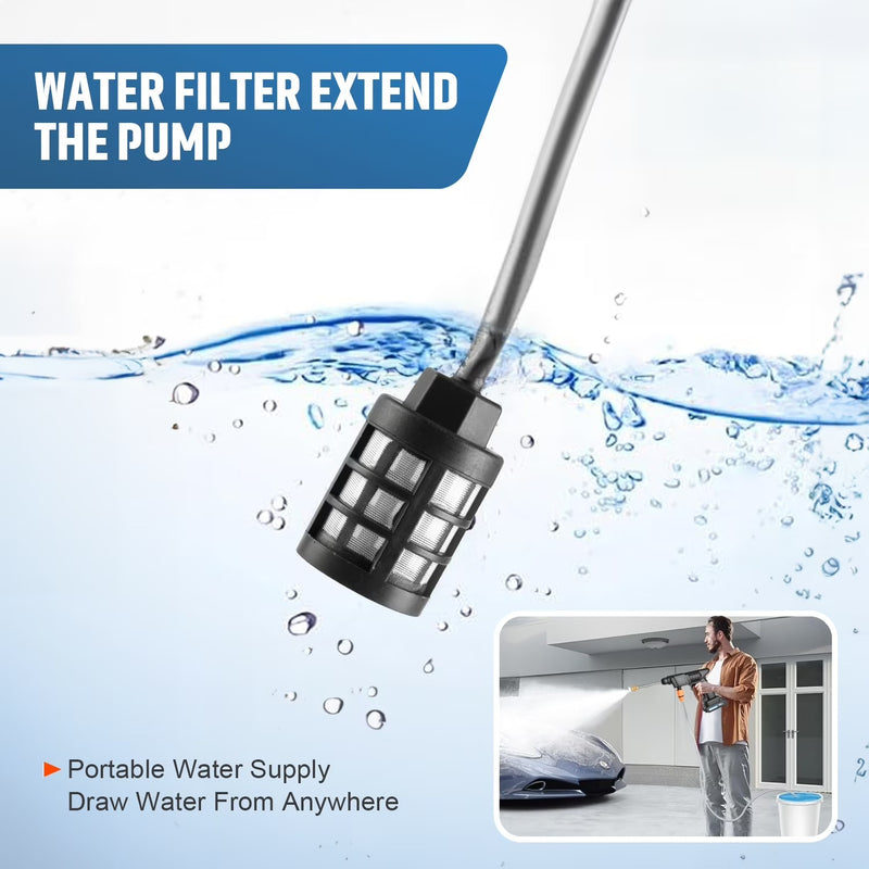 Cordless Pressure Washer 21V 2*Batteries Powered Portable Handheld for Car, Floor, Wall, Fence & Yard Cleaning - Home & Outdoor Use