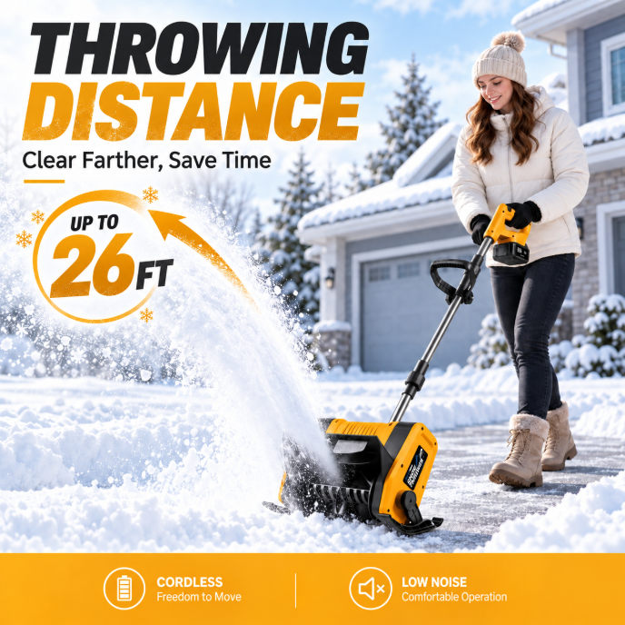 20V Cordless Snow Shovel, 12" Clearing Width Lightweight 9 lbs Electric Snow Thrower with Adjustable Snow Chute, Perfect for Driveways, Sidewalks, Porches and Easy Winter Snow Removal