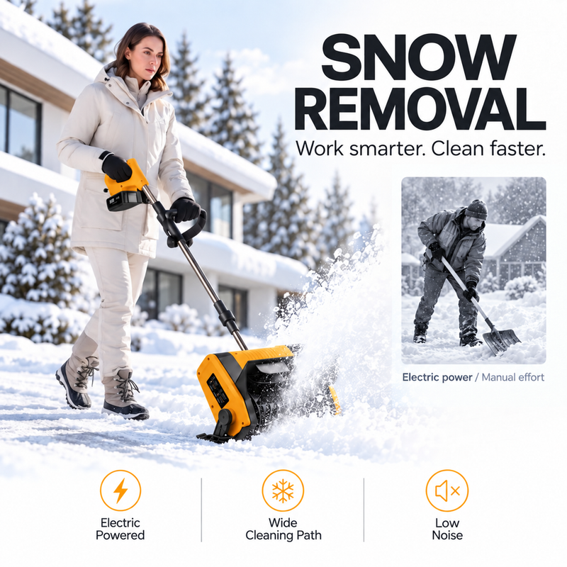 20V Cordless Snow Shovel, 12" Clearing Width Lightweight 9 lbs Electric Snow Thrower with Adjustable Snow Chute, Perfect for Driveways, Sidewalks, Porches and Easy Winter Snow Removal